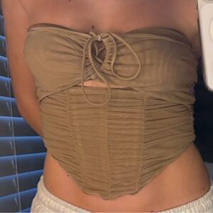 White Fox Boutique Tan Crop Top